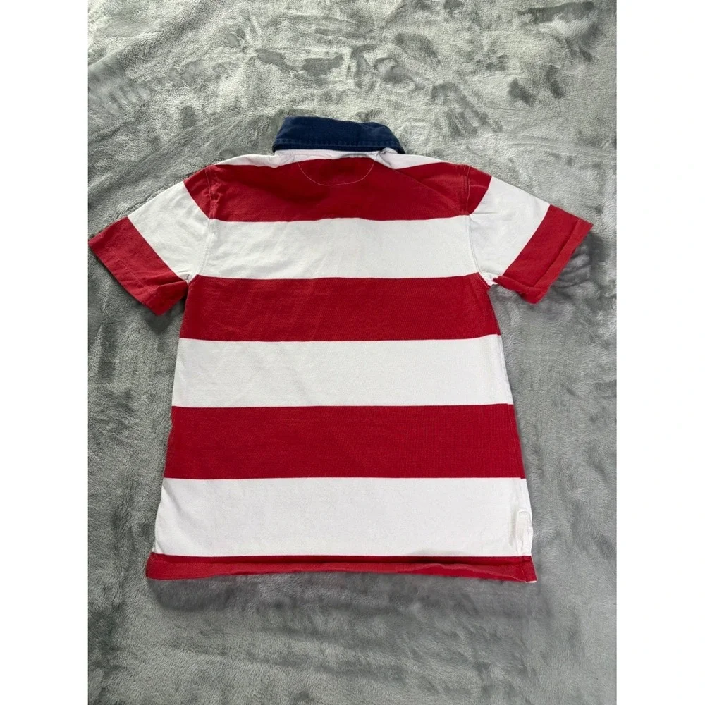 Polo Ralph Lauren Boys Rugby Shirt M 10-12 Red White Navy Striped